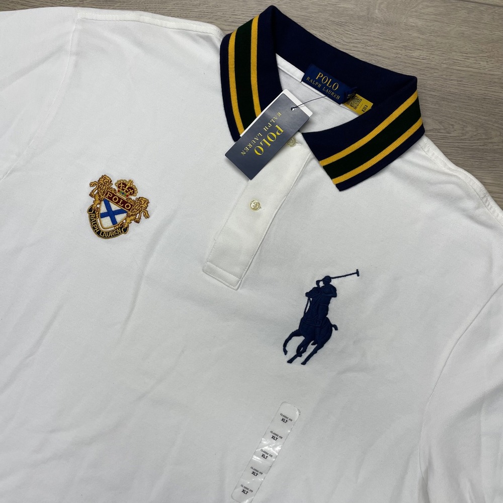 Polo Ralph Lauren Polo Shirt Mens XLT White Crest Big Pony Classic Fit TALL